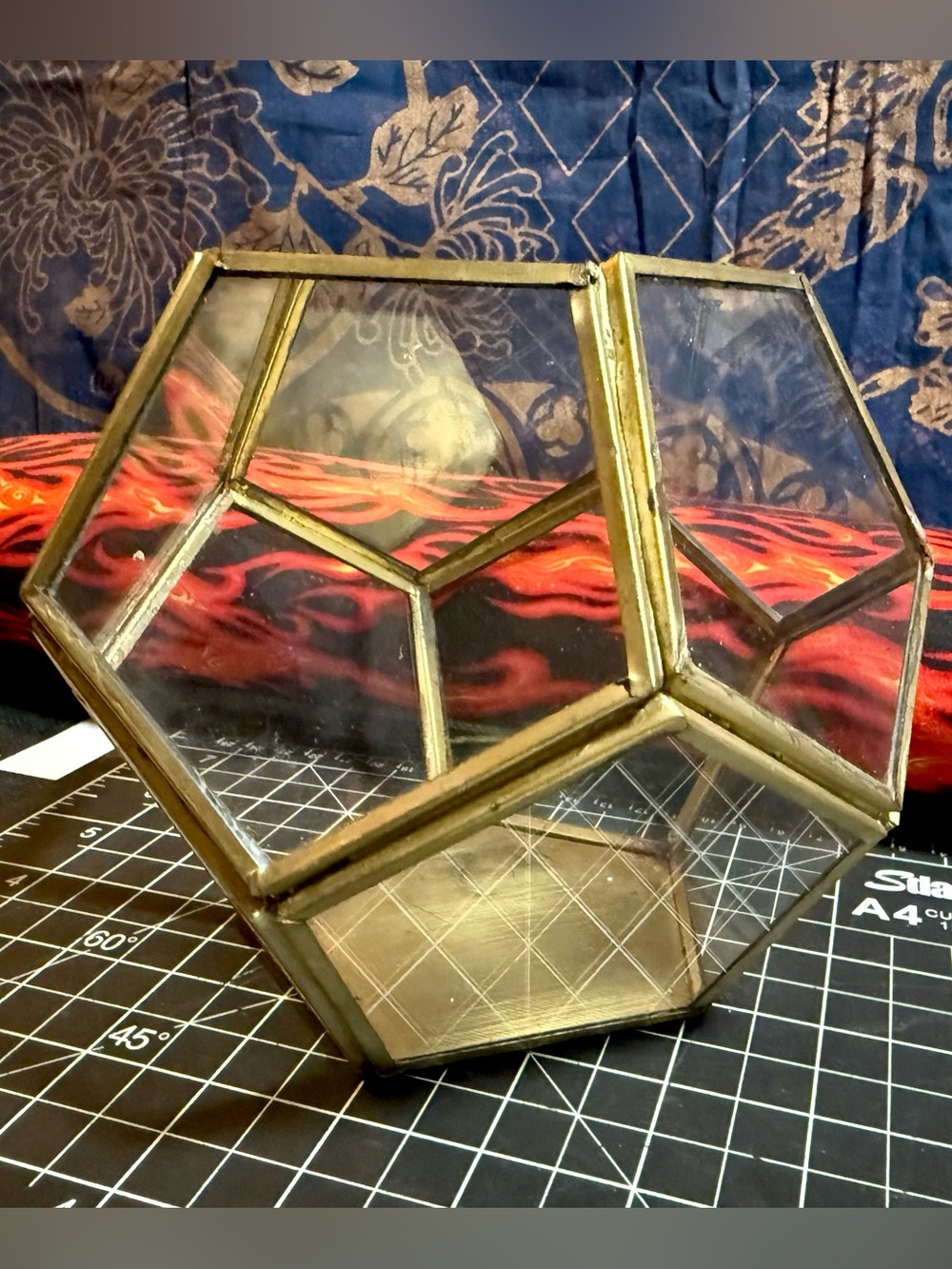 World Market Vintage Faceted Brass and Glass Terrarium
